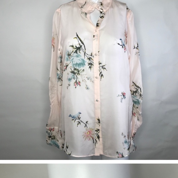 Joie Elsie Silk Floral Blouse in Rosebud Pink Medium - Picture 2 of 8